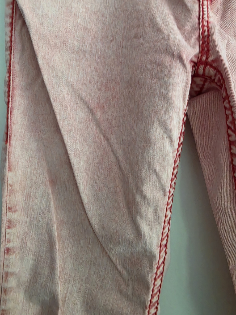 True Religion Big T Skinny Jeans Red Pink Acid Wash Contrast Stitch 31 Stretch - Picture 9 of 12